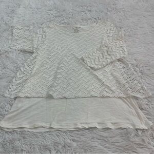 CHICO’S WOMENS WHITE LACEY TOP SIZE 0, LIKE NEW